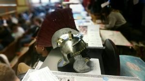 Gabe Moon '18 taught himself metal working to create this prize-winning Roman helmet.