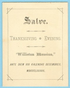 Thanksgiving "Salve," 1887