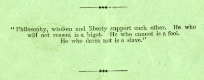 Adelphi's unequivocal motto. (Constitution and By-Laws, 1858)