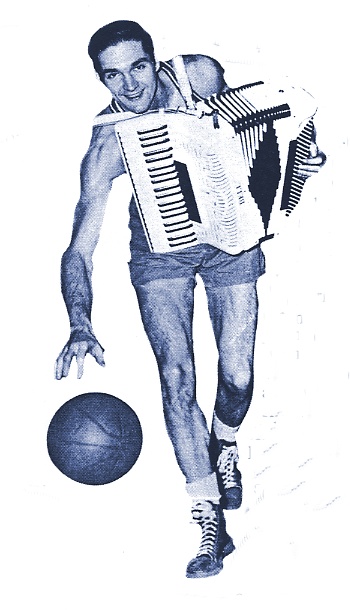 Tony Lavelli '45.  As a Celtic, he played the accordion during halftime.