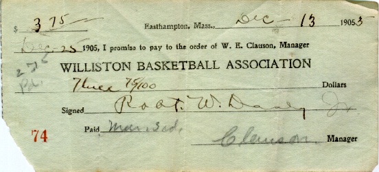 Basketball subscription ticket, 1905.
