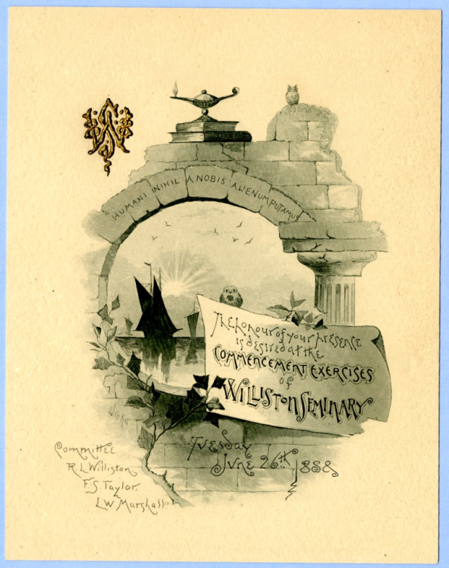 George B. Wardman scrapbook. 1888 commencement invitation.
