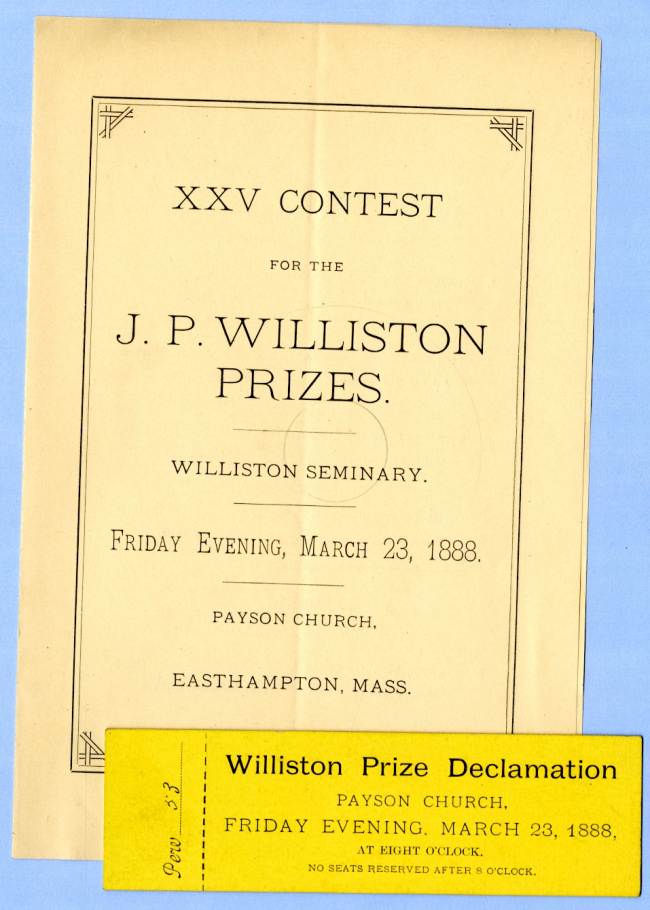George B. Wardman scrapbook. J. P. Williston Prizes.