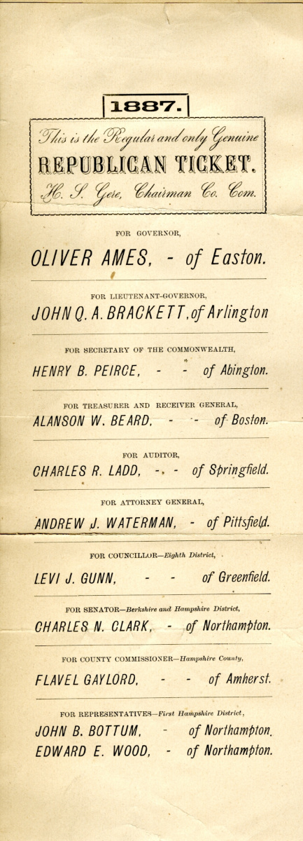 George B. Wardman scrapbook. Mass. Republican ticket, 1887.