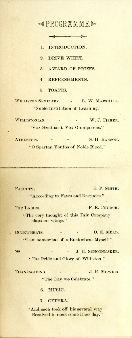 George B. Wardman scrapbook. Thanksgiving 1887.