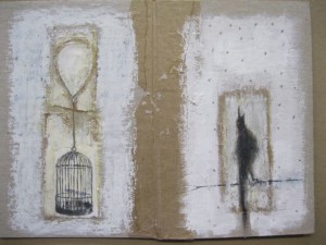 The Caged Bird, mixed media drawing. Jimmy Ilson