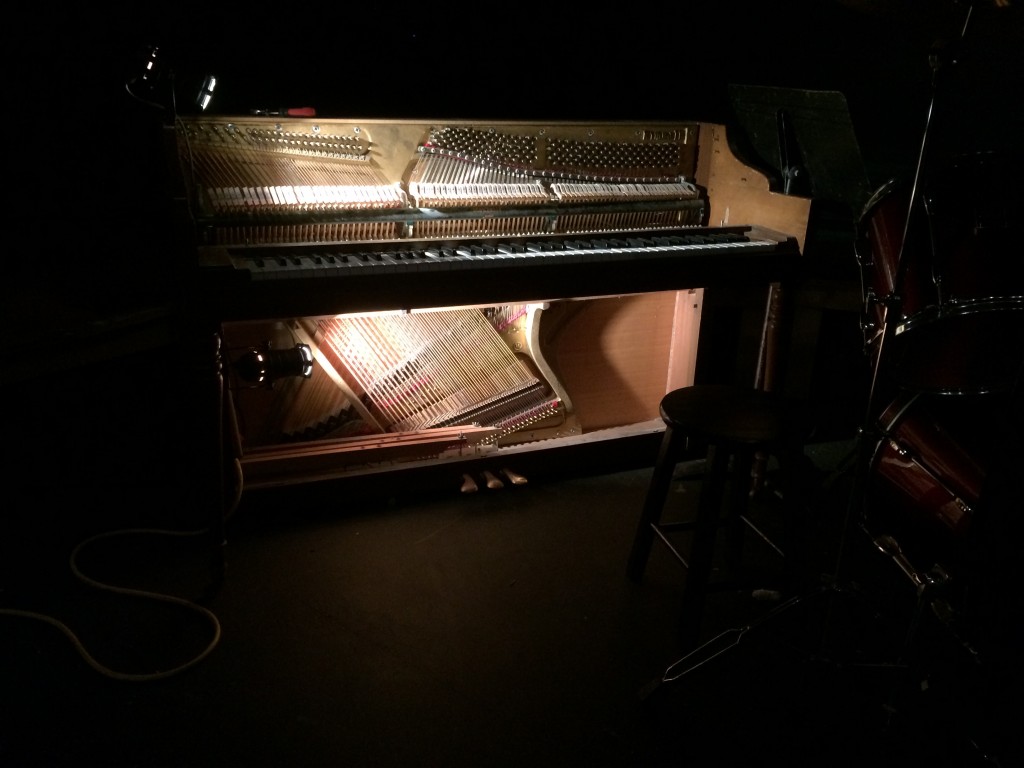 Some fantastic lighting rigged inside the piano.  