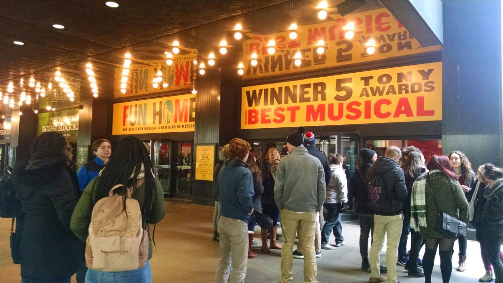The cast outside Circle in the Square Theatre before our matinee of Fun Home. 