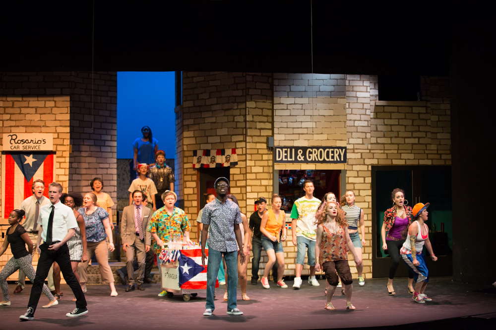 The company sings IN THE HEIGHTS during our final dress rehearsal. Photo by Joanna Chattman. 