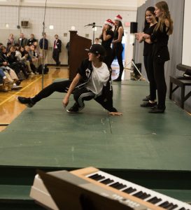 Rio Oshima '19 brought down the house at a recent Fall Family Weekend assembly.