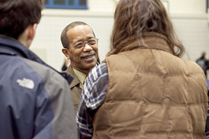 Dr. Duane Jackson of Morehouse College talks with students at The Williston Northampton School